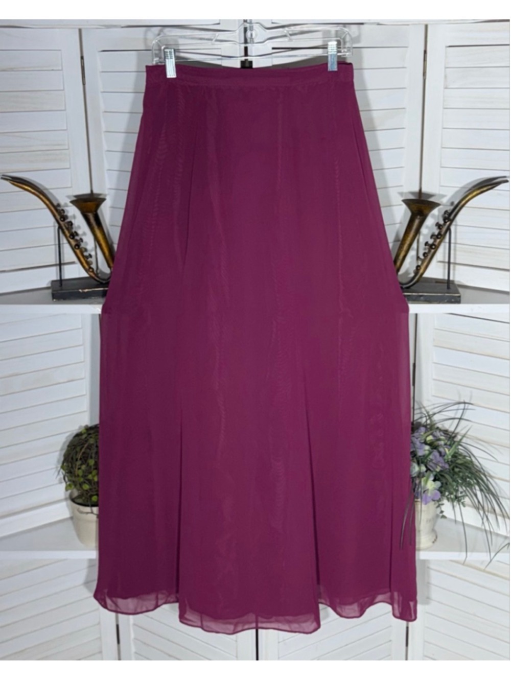 Vintage Y2K maxi skirt chiffon burgundy full fairy whimsigoth festival Ren Fair